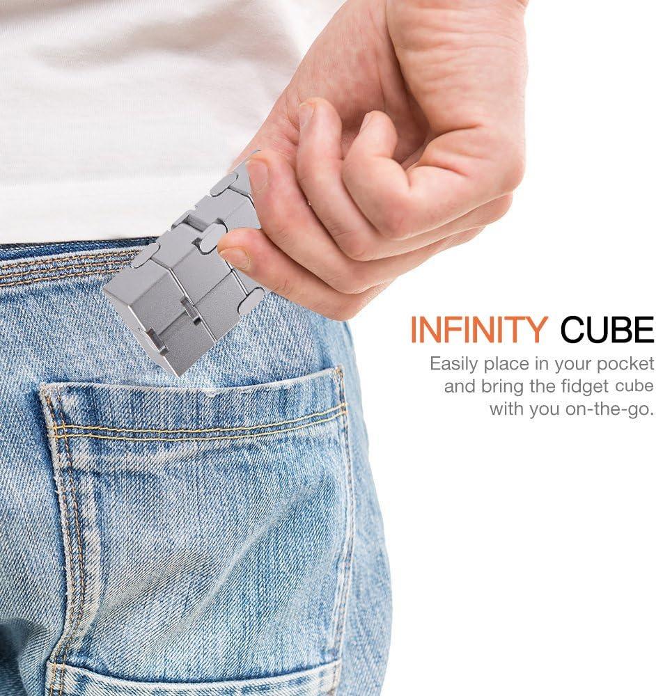 Fidget Cube New Version Fidget Finger Toys - Metal Infinity Cube for Stress and Anxiety Relief/ADHD, Ultra Durable Sensory Gifts for Adults and Teens Kids