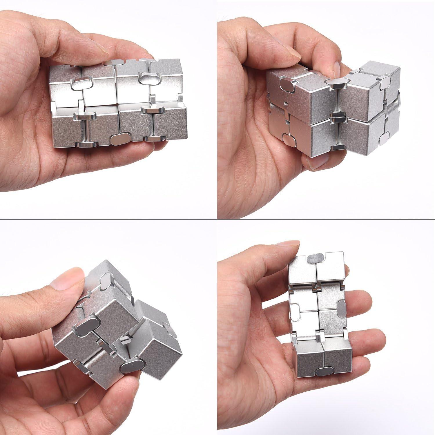 Fidget Cube New Version Fidget Finger Toys - Metal Infinity Cube for Stress and Anxiety Relief/ADHD, Ultra Durable Sensory Gifts for Adults and Teens Kids