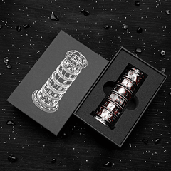 Torre de dados giratoria de metal 7 en 1: juego de dados poliédricos DND Cthulhu TRPG para juegos de mesa